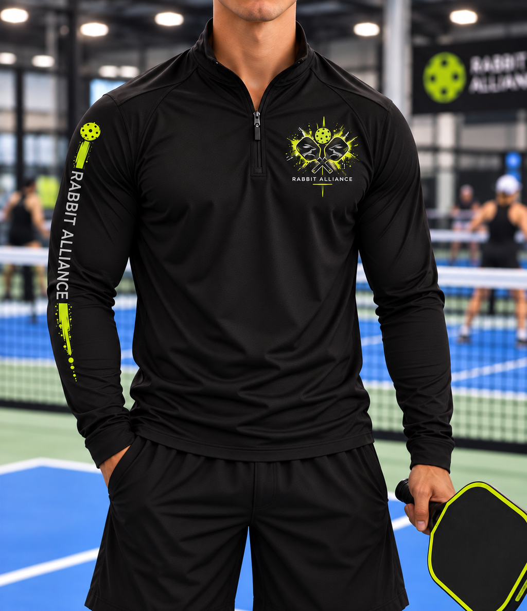 Pickleball Long Sleeve 1/4 Zip Performance Top Black