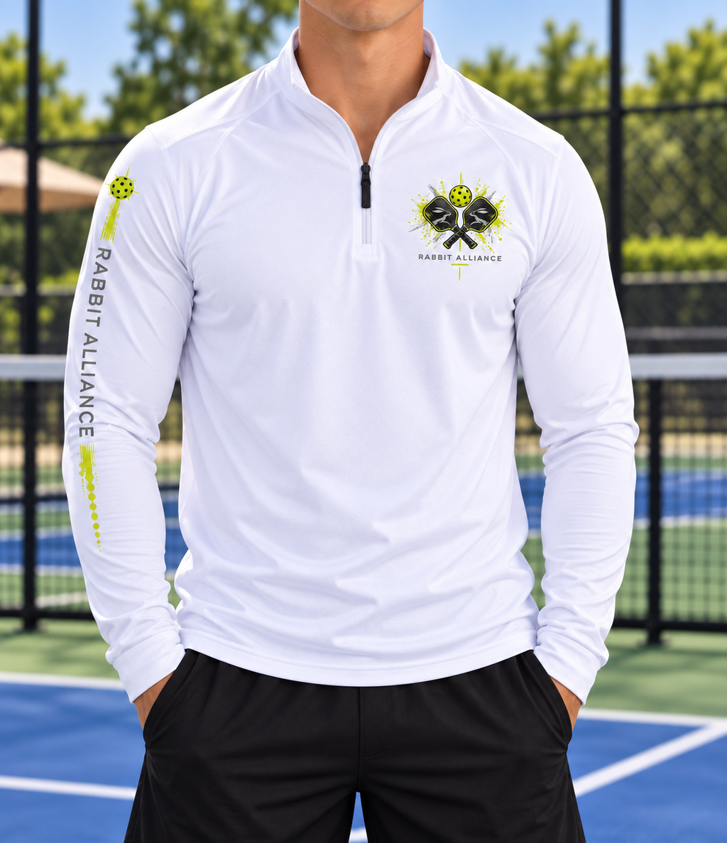Pickleball Long Sleeve 1/4 Zip Performance Top White