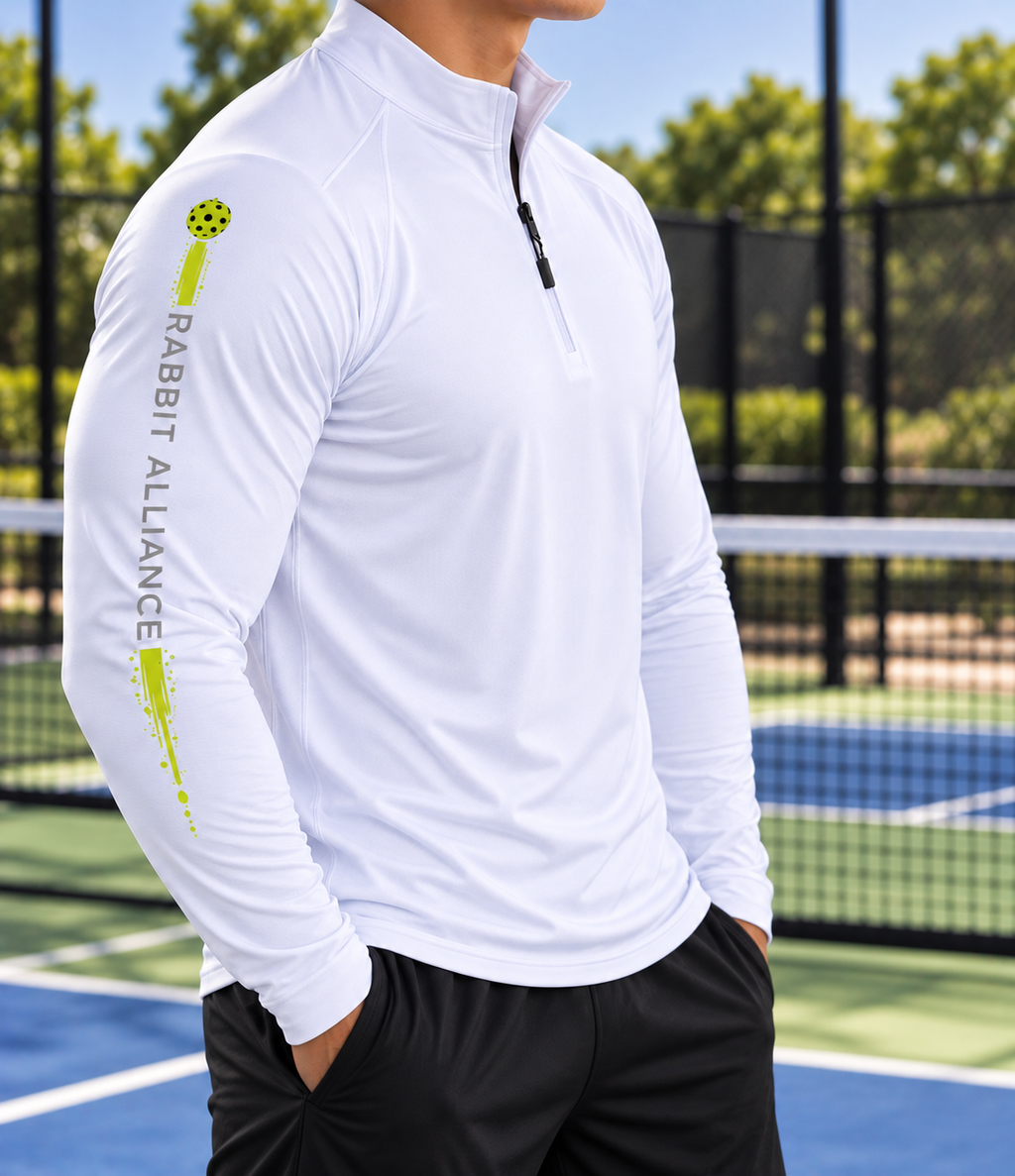 Pickleball Long Sleeve 1/4 Zip Performance Top White