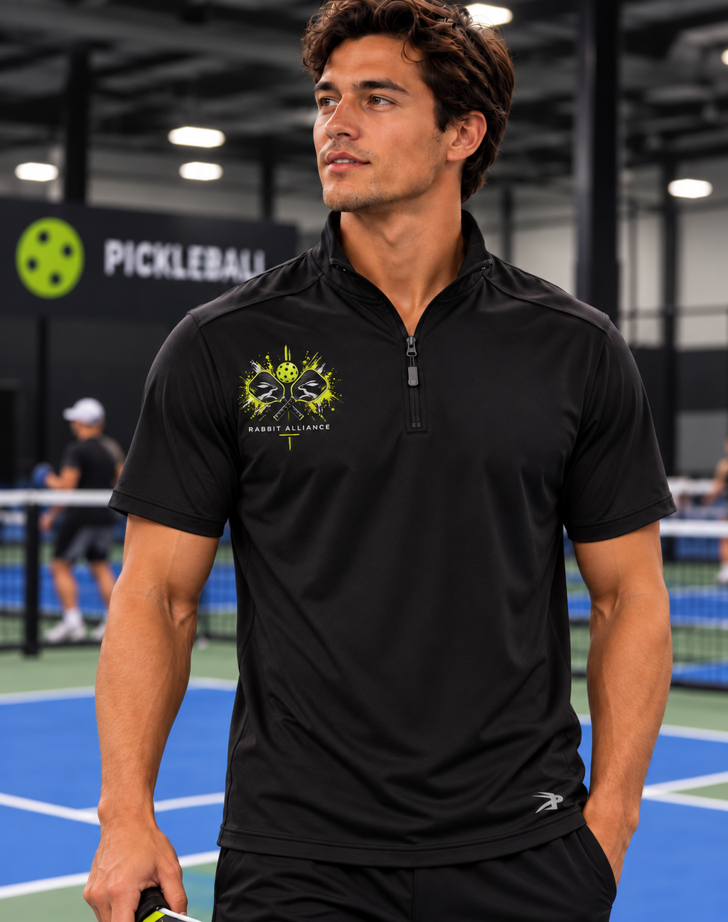 Pickleball Short Sleeve 1/4 Zip Performance Top Black