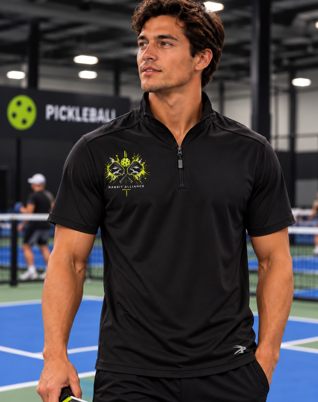 Pickleball Short Sleeve 1/4 Zip Performance Top Black