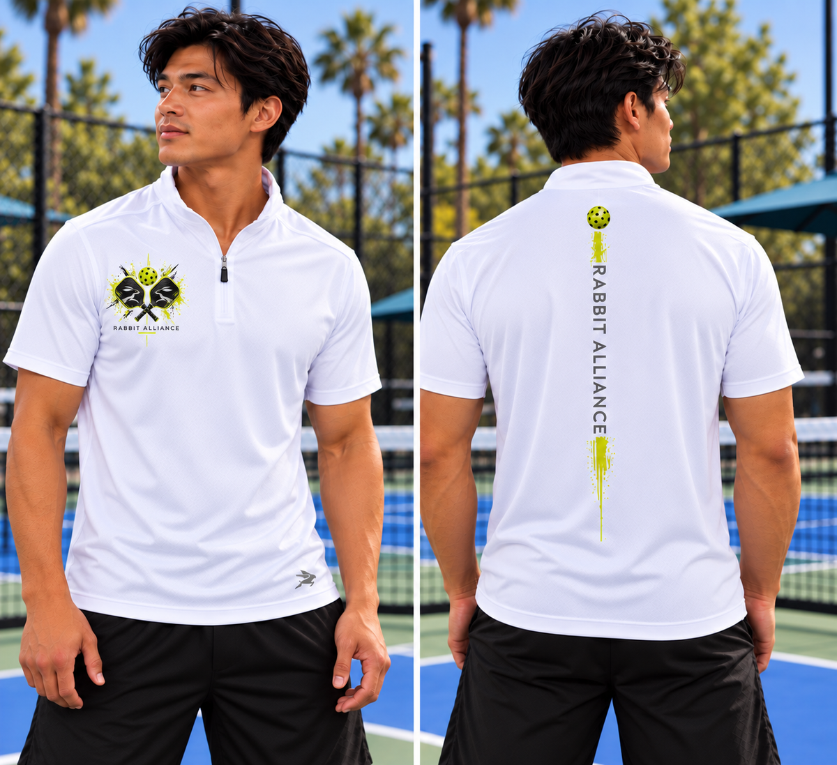 Pickleball Short Sleeve 1/4 Zip Performance Top White